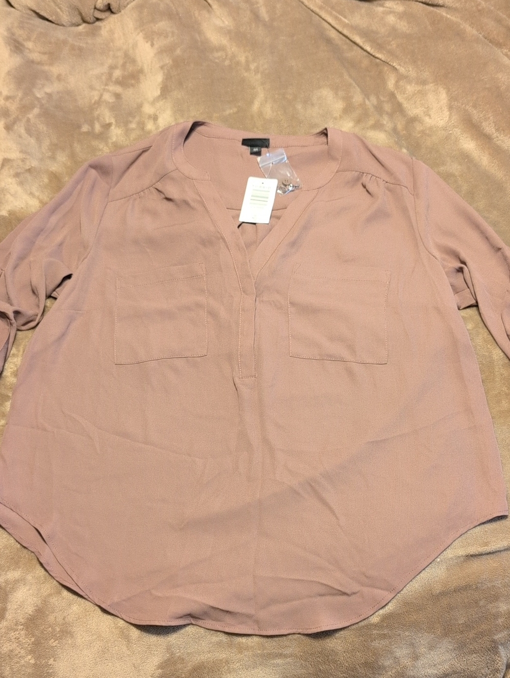 torrid Dusty Rose Taupe Harper V-Neck Pullover Blouse Size 00